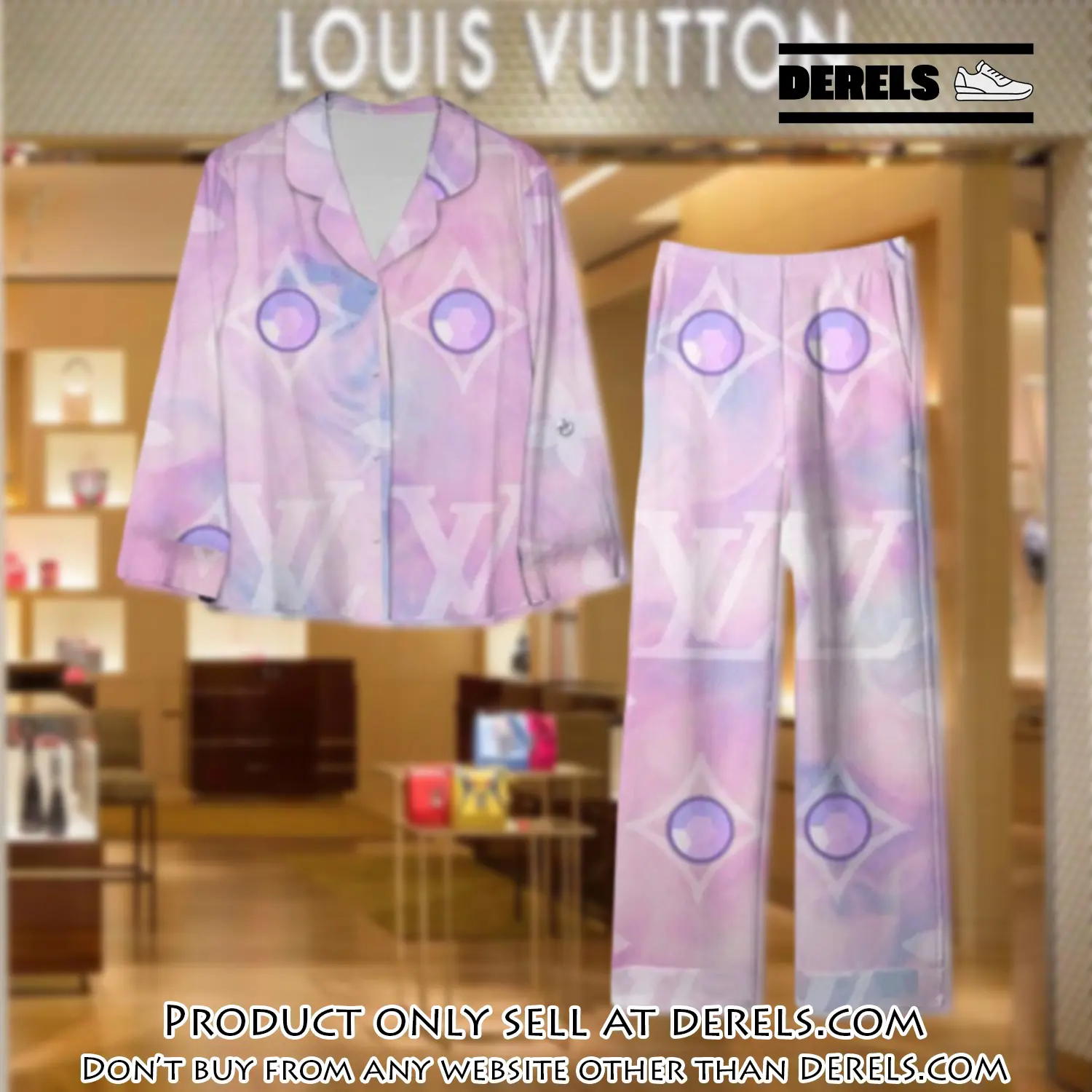 Trending luxury lv satin pajama set pjs1108 dr3429802